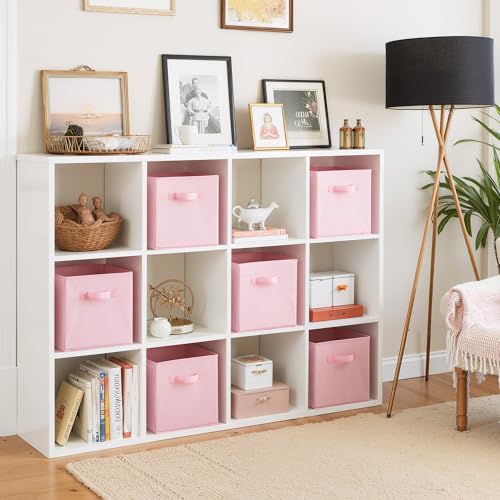 Cupic Cupid 11x11 Storage Cubes, 6 Pack Open Storage Bins with Handles, Storage Cube Organizer for Clothes and Toys, Collapsible Cube Bins for Closet, Shelves, Offices, Pink