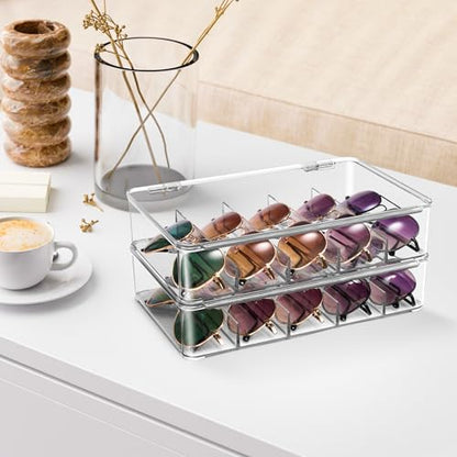 Sorbus Sunglasses Organizer - Plastic Stackable Eyeglass Case Storage Organizer for Multiple Glasses - Reading Glasses