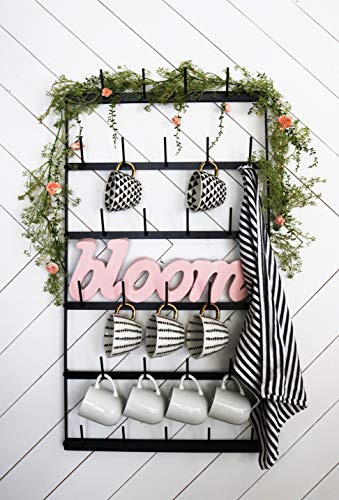 Wall Mounted Coffee Mug Rack - Large Rustic Black... (Black | Metal)