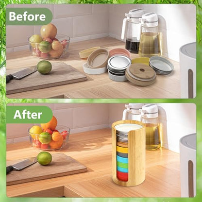 Mason Jar Lid Organizer, Wide & Regular Mouth Lids Holder (2pcs)