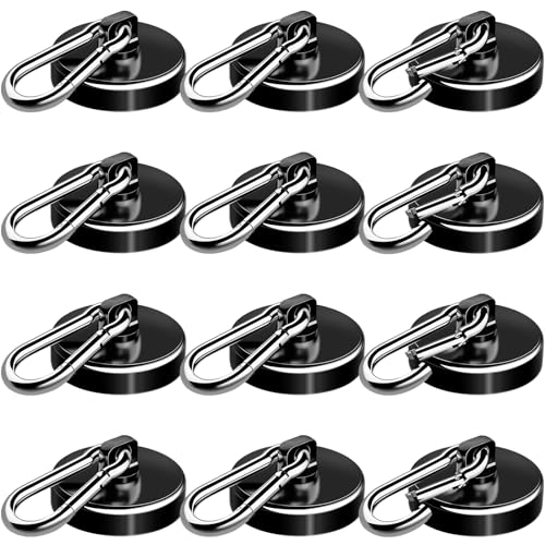 Carabiner Magnetic Hooks, 110LBS Strong Magnets, B... (Black)