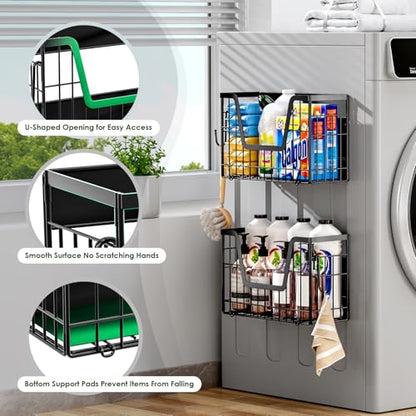 2 Pack Magnetic Shelf for Fridge, Fruit Potato & Onion Storage Bins | Magnetic Baskets for Fridge Shelves, Side of Fridge Storage Magnetic Spice Rack for Refrigerator Kitchen Laundry Organizer
