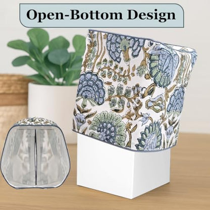 Asparagus Green Block Print Tissue Box Cover Handmade Cotton Fabric Decorative Square Napkin Holder for Home Bedroom Living Room Bathroom Vanity Countertop Car Night Stands Office Kitchen