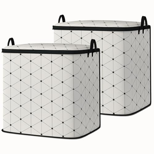king comforter storage bag,blanket organizer with zipper 95L (2pack) | quilt duvet sweater sheet bedding pillow clothes storage for closet,dorm moving essentials containers with portable handles