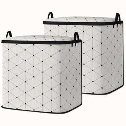 king comforter storage bag,blanket organizer with zipper 95L (2pack) | quilt duvet sweater sheet bedding pillow clothes storage for closet,dorm moving essentials containers with portable handles