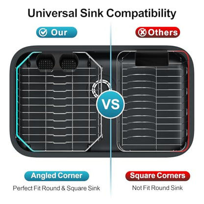Small in Sink Dish Drying Rack - Stainless Steel for RV Kitchen | Compact Design for Apartments, 1-2 Person, Utensil Holder, Cup Hooks, Angled Corners Fit Square & Round Sinks, 11.6" x 13.4"