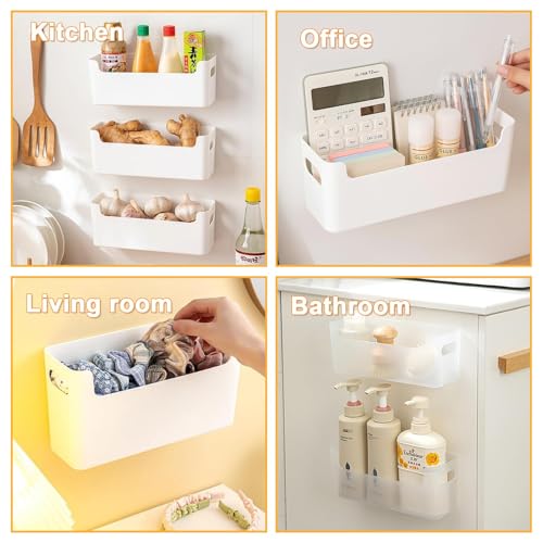 2 Pcs Kitchen Cabinet Door Organizer,Adhesive Mount Inside Cabinet Door Storage,Under Sink Door Storage Shelf for Kitchen,Bathroom,Office,Garage,Craft Room(Transparent)