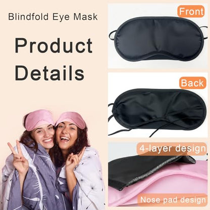24 Pack Blindfold Eye Mask Cover Sleep Mask for Party Games Travel Sleep Team Build Party Supply with Adjustable Strap for Women Men Kids, Pink