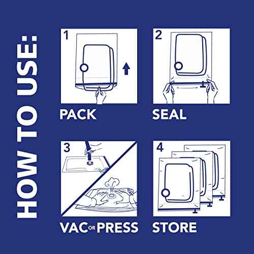 Space Bags Vacuum Storage Bags for Bedding Jumbo Compression 3 Pack Clear for Comforters Blankets (3 Jumbo/Bedding Solo)