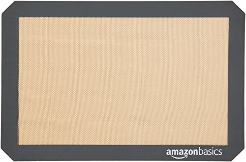 Amazon Basics Rectangular Non-Stick Silicone Baking Mat, Food Safe, Heat Resistant, 9"x13", 9.9"x14.8", and 16.5"x11.6", Beige/Gray, Pack of 3
