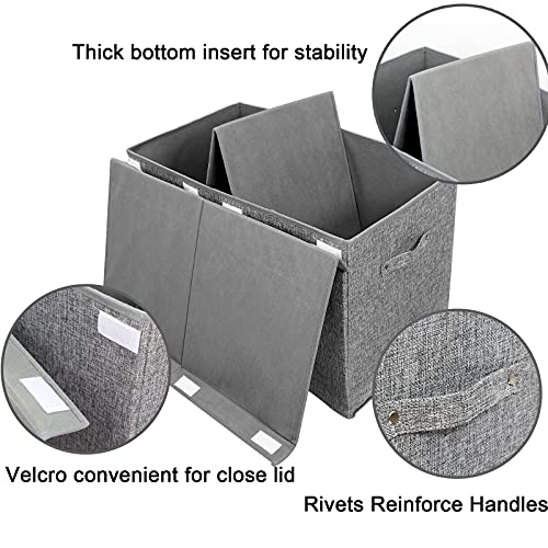 Large Toy Box Storage with Lid, Collapsible Sturdy Toy Chest Storage Bin | Toy Storage with Rivets Handles for Kids, Boys, Girls, Nursery, Playroom, Living Room, Bedroom, 25"x 13" x 16" (Linen Gray)