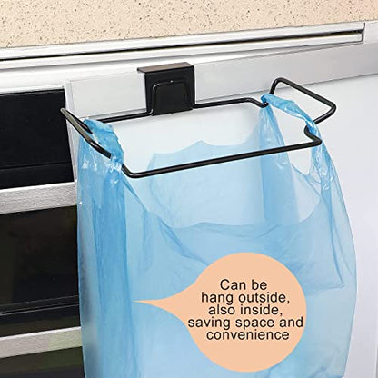 2 Pcs Large Stainless Steel Trash Bag Holder for Cabinets and Cupboards, Under Sink, Black