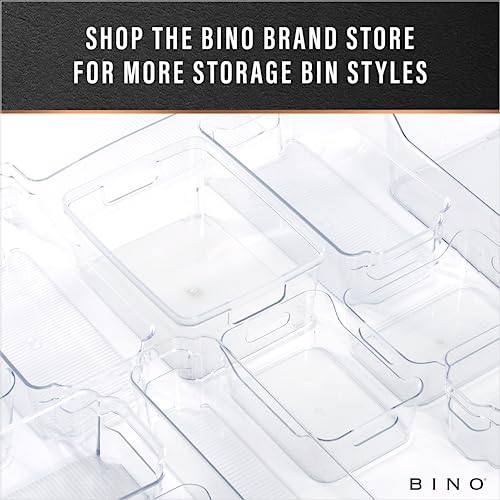 BINO | Plastic Storage Bins, Medium | THE HANDLER COLLECTION | Multipurpose Organizer Bins | Kitchen Pantry Organizers and Storage | Clear Containers for Organizing Home | Freezer Organizer