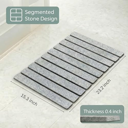 Foldable Stone Bath Mat for Bathroom 23.2 x 15.3 inch– Diatomaceous Earth Shower Mat, Quick Dry Diatomite Floor Mat, Non Slip Absorbent Bathroom Drying Mat