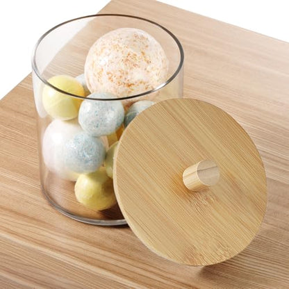 1 Pack 50oz Laundry Pods Container with Natural Bamboo Lid