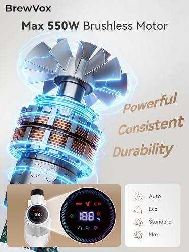 Telescopic Cordless Stick Vacuum Cleaner for Home Carpet & Pet Hair, Auto Detect, 45kPa Powerful Suction, 550W Motor, 60Min Runtime Quick Rechargeable, 6 Stage Filtration System