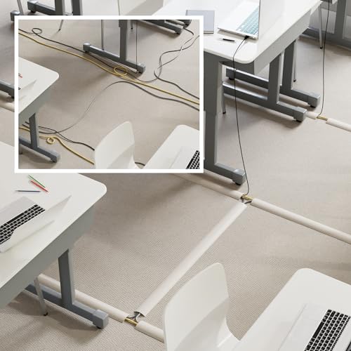D-Line 6ft Floor Cord Cover, Cable Protector, Hide Extension Cords, Protect Cords, Prevent Cable Trips, Heavy Duty Cord Hider - Cable Cavity = 0.63" (W) x 0.31" (H) - Beige