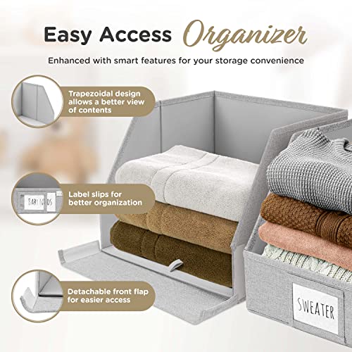 Trapezoid Closet Shelf Organizer, Baskets for Organizing, Storage Baskets for Shelves, Cubbies Storage Bins for Clothes, 3 Pack, Light Gray