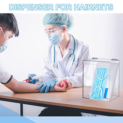 2 Pcs Acrylic Dispenser for Hairnet, Emesis Bags, Wall Mount Clear Acrylic Face Mask Holder for Beard Nets, Safety Glasses, Shoe Covers