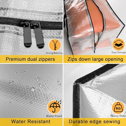 Clear Storage Bags with Zipper, Large Moving Bags... (2 Count | Clear)