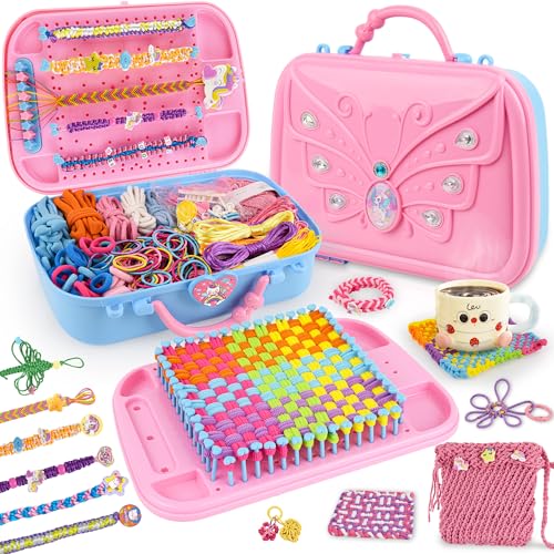 6-in-1 Friendship Bracelet Making Kit,Weaving Loom... (pink | Plastic)