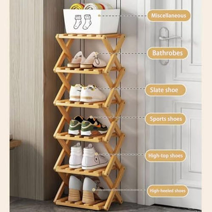 Vertical Shoe Rack Small, 4 Tier Portable Folding Shoe Storage Rack, Without Installation Free Standing Shoe Rack for Corridors, Bedrooms Living Room Corner and Small Spaces (4 Tier)