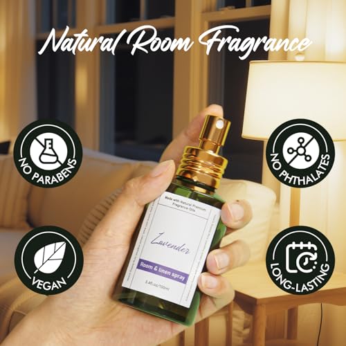 Room Spray Odor Eliminator 3 Pack, Natural Essential Oil Air Freshener Spray for Home Bathroom and Kitchen, Lavender, Citrus, Eucalyptus