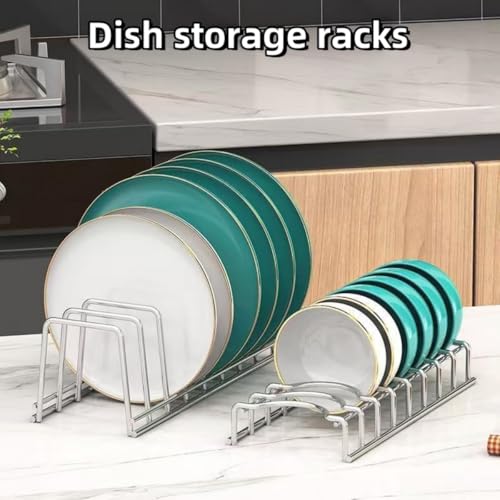 Dish Rack Plates Holder 2 Pack set, Plate organize... (Green, White | Stainless Steel)