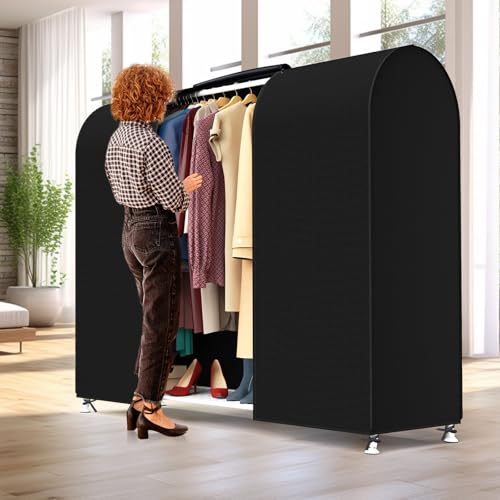 Zilink Garment Rack Cover Large Garment Bags Protector 72 in, Black | Dustproof, Breathable, 2 Durable Zippers, Clothes Rack Cover, Cothing Rack with Cover for Garment Rack (Rack Not Included)