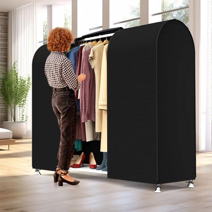 Zilink Garment Rack Cover Large Garment Bags Protector 72 in, Black | Dustproof, Breathable, 2 Durable Zippers, Clothes Rack Cover, Cothing Rack with Cover for Garment Rack (Rack Not Included)