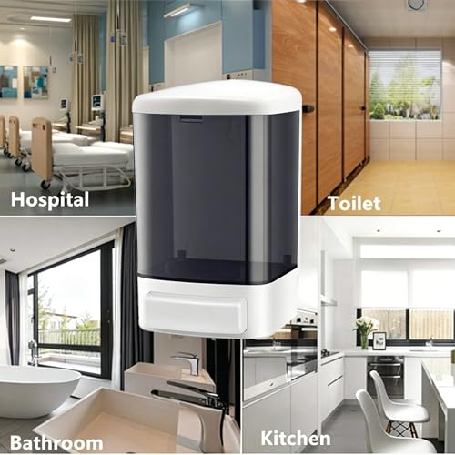 6-Pack Soap Dispenser Wall Mount 1000ml (33.8oz) –Commercial Heavy-Duty Plastic Liquid Dispenser for Soap,Shampoo, Hand Sanitizer– Manual Pump for Bathroom, Kitchen, Restaurant,Hotel (1000ml)