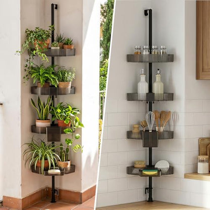 Corner Shower Caddy, Adjustable 4-Tier Rustproof Bathroom Organizer Shelves, 45-75 Inch No-Drill Quick Installation Bathtub Corner Shelf