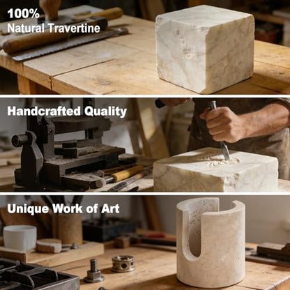 Natural Travertine Sponge Holder for Kitchen Sink Counter w A Plant-Based Kitchen Sponge, Fast Drying, Durable, Compact, Wabi-Sabi & Unique Sponge Caddy, Sink Organizer, Beige Travertine Home Decor