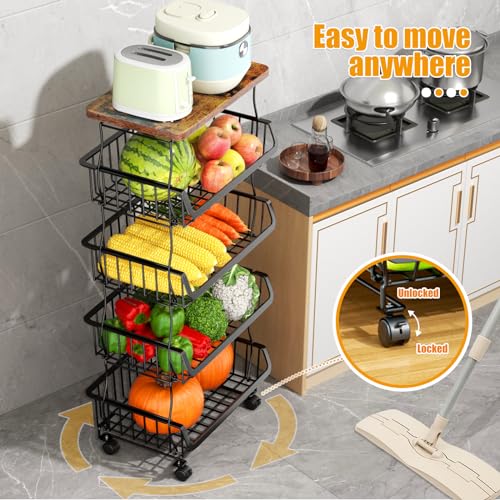 5 Tier Fruit and Vegetable Basket for Kitchen with...