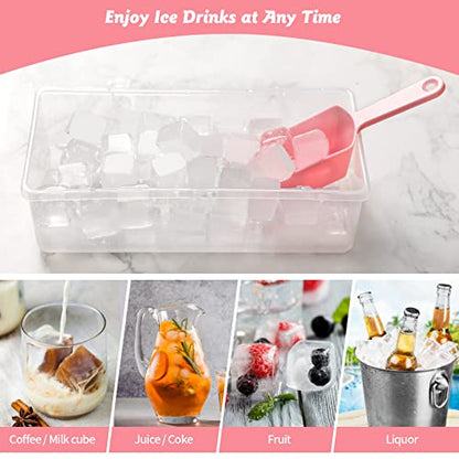 Silicone Ice Cube Tray with Leak-Proof Lid & Storage Bin for Freezer – BPA-Free 36-Piece Nugget Ice Molds, Spill-Resistant Cover & Ice Scoop Container Cover