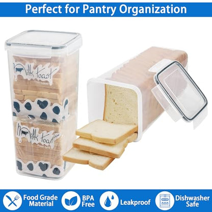 2 Pack Bread Box, Plastic Bread Container, Bread S...