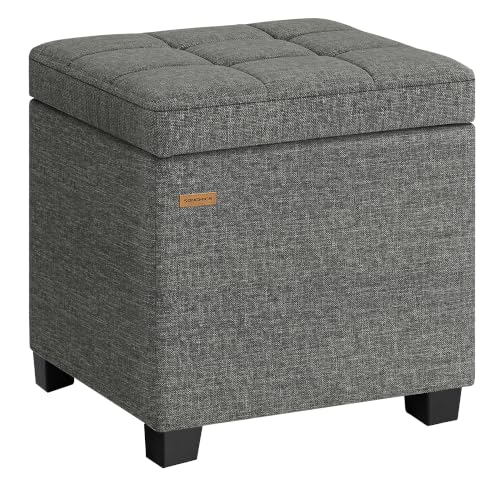 Square Storage Ottoman, Foot Stool Footrest with L... (Slate Gray)