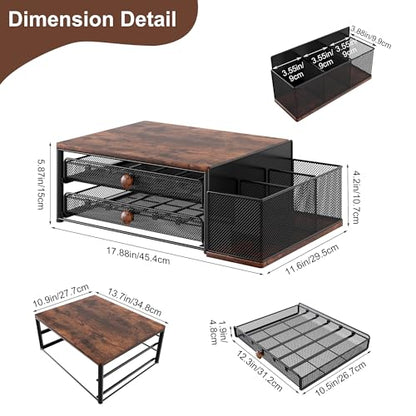 Coffee Bar Organizer, 60 Capacity K Cup Organizer for Countertop, 2 Tier Sliding Coffee Pod Storage Drawer with Disposable Cup & Lid Holder, Black