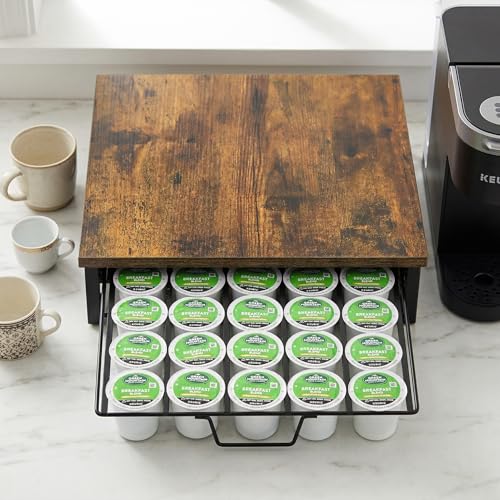 K Cup Holder Organizer, Coffee Pod Drawer Holder Capsule Storage Organizer Single Layer Sliding Storage Drawer, 30 Large Capacity, Home Office Cafe Counter