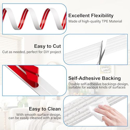 20FT Flexible Wall Corner Protector Moulding Trim, Peel and Stick Inside & Outside Wall Corner Guards Edge Protector,Self Adhesive Molding Trim Strip for Edge Ceiling
