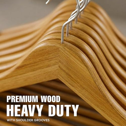 Utopia Home Wooden Hangers 10 Pack – Slim Suit Hangers Natural | 360° rotatable hook | Shoulder grooves | Durable & slim design | Ideal for suits, coats & jackets