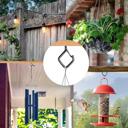 35 PCS Eye Screw Hooks for Hanging Heavy Duty with Safety Buckle.Metal Ceiling Hooks for Hanging Plants,Cup,Wind Chime,Bird Feeders,Christmas String Lights at Indoor&Outdoor,2.36 Inches Black