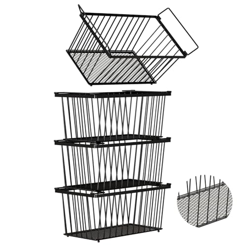 Enhanced Leak-Proof Bottom, Freezer Organizer Bins for 7 Cu.Ft,4 Pack | Stackable Chest Freezer Organizer Bins, Baskets with Handles, Leak-proof Wire Storage Container Baskets for Sort Frozen Meats