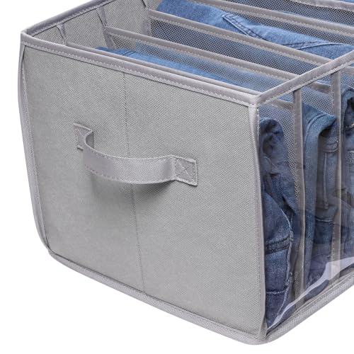 Wardrobe Clothes Organizer Pants Organizer Bins for Closet, 3 Pack | 7 Grids Divider, Support Board, Upgraded Sweater Organizer for Closet for Jean, Pant, Sweater, Legging T-Shirt