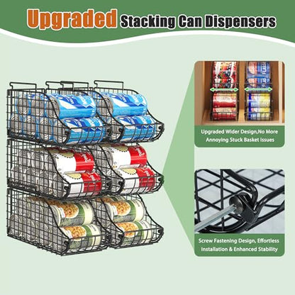 6-Pack Can Storage Organizer Pantry, Stackable Kit... (Black | Iron)
