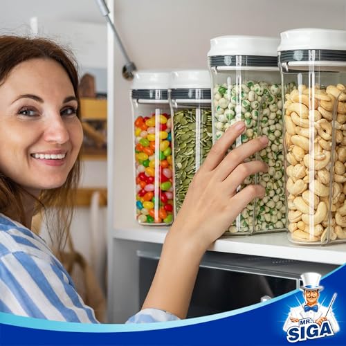 MR.SIGA Airtight Cereal Dispenser Set, Storage Containers for Dry Goods