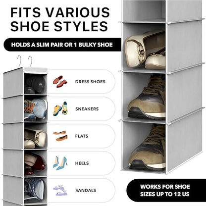 Simple Houseware 10 Shelves Closet Hanging Shoe Organizer, Gray | Dual Metal Hooks, Holds Up to 20 lbs, for Narrow Space