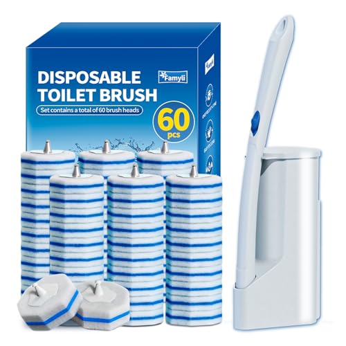 Disposable Toilet Brush Set with 60 Replacement He... (60 Count | White)