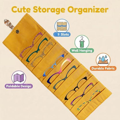 Eyeglass Topper Travel Wallet - 9-Slot Eyewear Organizer for Eyeglass Toppers & Accessories Portable Storage for Travel & Daily Use