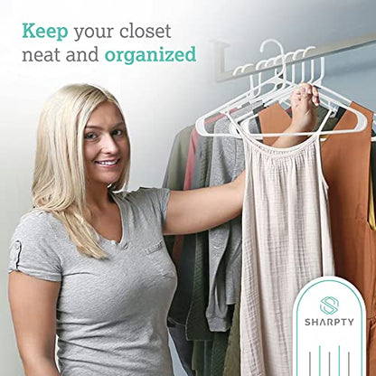 Plastic Clothes Hangers - Adult Plastic Hanger - Clothing Hangers - Standard Hangers for Clothes - Space Saving Hangers - Ideal for Shirt, Dresses, Coat Hangers (60-Pack, White)